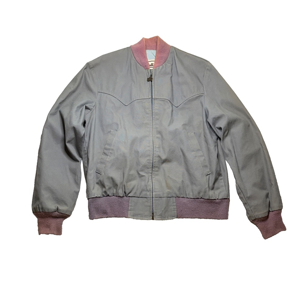Vtg 90s Walls Santa Fe Style Bomber Jacket Gray Mens M Canvas Workwear Western